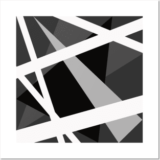 Inverted Abstract Black and White Geometric Lines Posters and Art